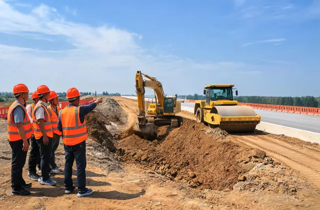 Mentorship crew on highway earthworks